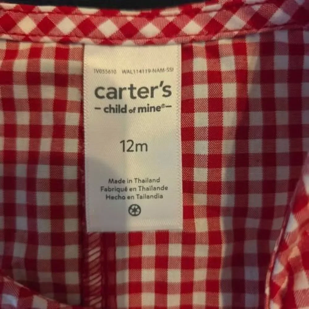 Carters boys 12 month red and white gingham one piece outfit new with tags
